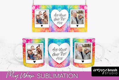 Photo Frame Mug Wrap - Rainbow Tie Dye Mug Sublimation Sublimation OrangeBrushStudio 