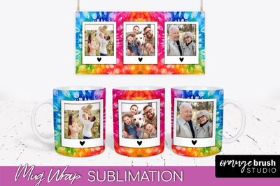 Photo Frame Mug Wrap - Rainbow Tie Dye Mug Sublimation Sublimation OrangeBrushStudio 