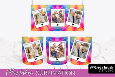 Photo Frame Mug Wrap - Rainbow Tie Dye Mug Sublimation Sublimation OrangeBrushStudio 