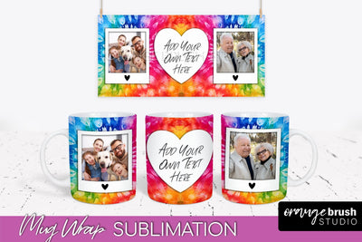 Photo Frame Mug Wrap - Rainbow Tie Dye Mug Sublimation Sublimation OrangeBrushStudio 