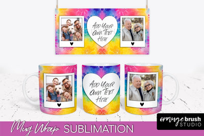 Photo Frame Mug Wrap - Rainbow Tie Dye Mug Sublimation Sublimation OrangeBrushStudio 