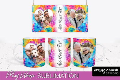 Photo Frame Mug Wrap - Rainbow Tie Dye Mug Sublimation Sublimation OrangeBrushStudio 