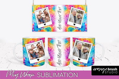 Photo Frame Mug Wrap - Rainbow Tie Dye Mug Sublimation Sublimation OrangeBrushStudio 