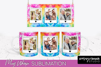 Photo Frame Mug Wrap - Rainbow Tie Dye Mug Sublimation Sublimation OrangeBrushStudio 