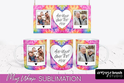 Photo Frame Mug Wrap - Rainbow Tie Dye Mug Sublimation Sublimation OrangeBrushStudio 