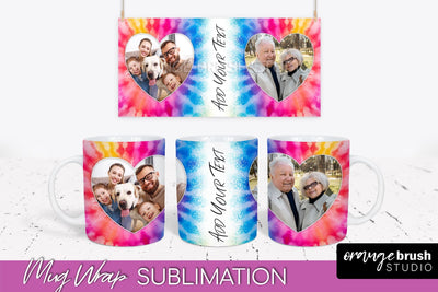Photo Frame Mug Wrap - Rainbow Tie Dye Mug Sublimation Sublimation OrangeBrushStudio 