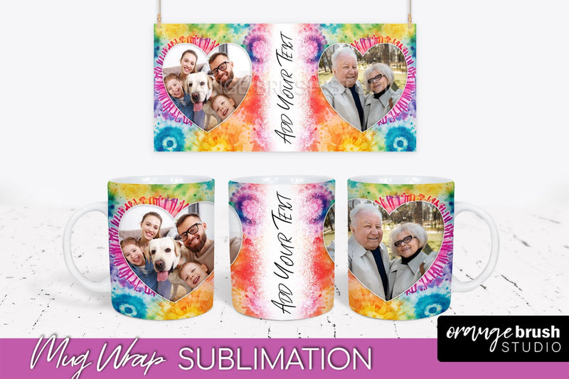 Photo Frame Mug Wrap - Rainbow Tie Dye Mug Sublimation Sublimation OrangeBrushStudio 