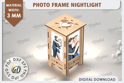 Photo Frame Nightlight Laser Cut. Valentine's Gift SVG SVG Evgenyia Guschina 
