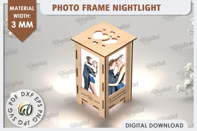Photo Frame Nightlight Laser Cut. Valentine's Gift SVG SVG Evgenyia Guschina 