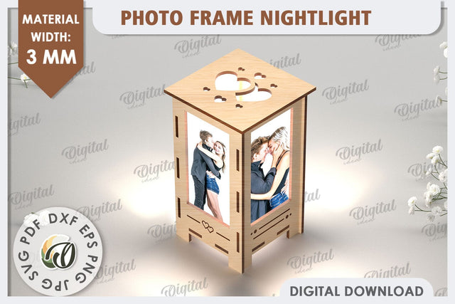 Photo Frame Nightlight Laser Cut. Valentine's Gift SVG SVG Evgenyia Guschina 