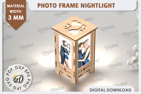 Photo Frame Nightlight Laser Cut. Valentine's Gift SVG SVG Evgenyia Guschina 