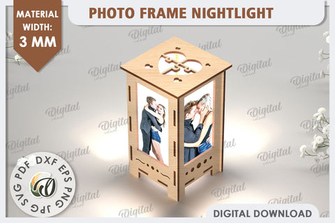 Photo Frame Nightlight Laser Cut. Valentine's Gift SVG SVG Evgenyia Guschina 