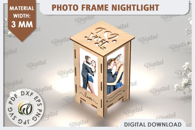 Photo Frame Nightlight Laser Cut. Valentine's Gift SVG SVG Evgenyia Guschina 