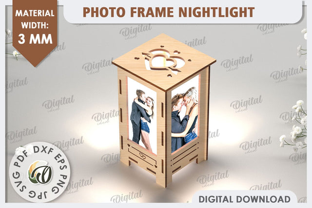 Photo Frame Nightlight Laser Cut. Valentine's Gift SVG SVG Evgenyia Guschina 