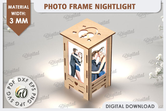 Photo Frame Nightlight Laser Cut. Valentine's Gift SVG SVG Evgenyia Guschina 