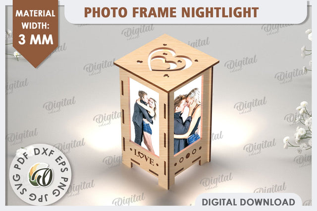 Photo Frame Nightlight Laser Cut. Valentine's Gift SVG SVG Evgenyia Guschina 
