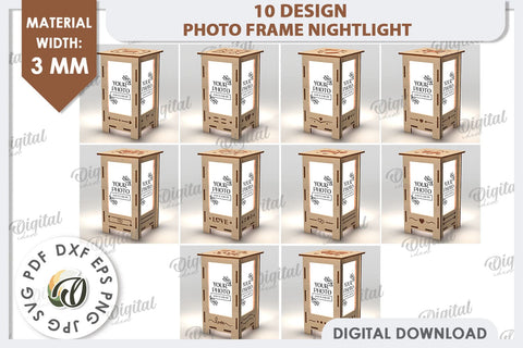 Photo Frame Nightlights Laser Cut Bundle. Valentine's Gift SVG Evgenyia Guschina 