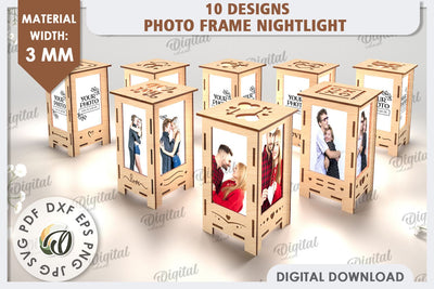 Photo Frame Nightlights Laser Cut Bundle. Valentine's Gift SVG Evgenyia Guschina 