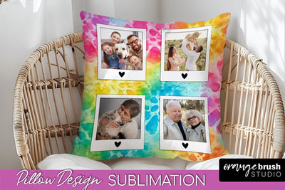 Photo Frame Pillow Sublimation - Tie Dye Pillow Cover PNG Sublimation OrangeBrushStudio 