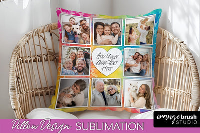 Photo Frame Pillow Sublimation - Tie Dye Pillow Cover PNG Sublimation OrangeBrushStudio 
