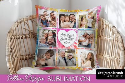 Photo Frame Pillow Sublimation - Tie Dye Pillow Cover PNG Sublimation OrangeBrushStudio 