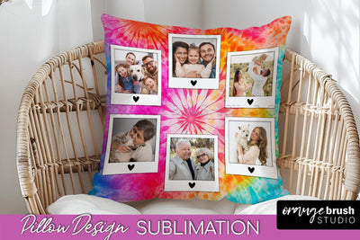 Photo Frame Pillow Sublimation - Tie Dye Pillow Cover PNG Sublimation OrangeBrushStudio 