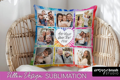 Photo Frame Pillow Sublimation - Tie Dye Pillow Cover PNG Sublimation OrangeBrushStudio 