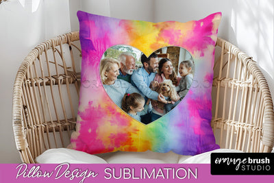 Photo Frame Pillow Sublimation - Tie Dye Pillow Cover PNG Sublimation OrangeBrushStudio 