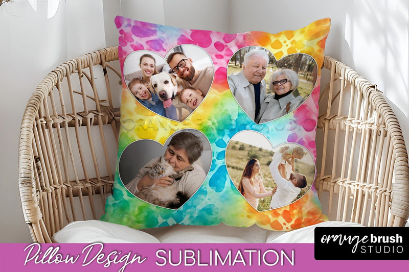 Photo Frame Pillow Sublimation - Tie Dye Pillow Cover PNG Sublimation OrangeBrushStudio 