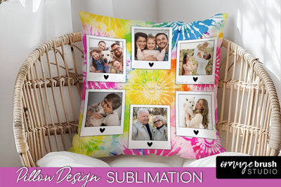 Photo Frame Pillow Sublimation - Tie Dye Pillow Cover PNG Sublimation OrangeBrushStudio 