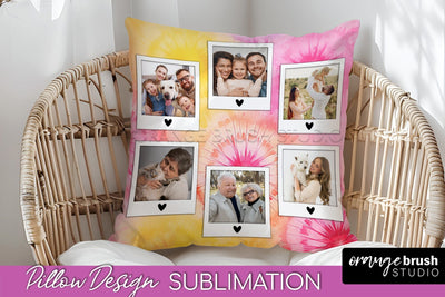 Photo Frame Pillow Sublimation - Tie Dye Pillow Cover PNG Sublimation OrangeBrushStudio 