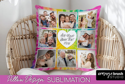Photo Frame Pillow Sublimation - Tie Dye Pillow Cover PNG Sublimation OrangeBrushStudio 