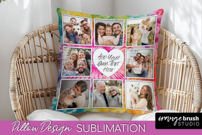 Photo Frame Pillow Sublimation - Tie Dye Pillow Cover PNG Sublimation OrangeBrushStudio 