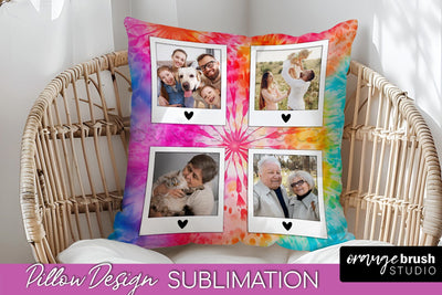 Photo Frame Pillow Sublimation - Tie Dye Pillow Cover PNG Sublimation OrangeBrushStudio 