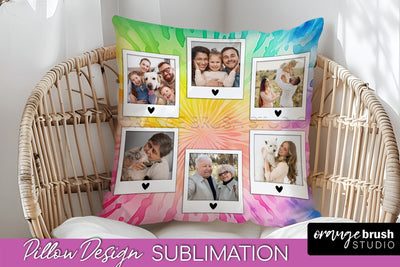 Photo Frame Pillow Sublimation - Tie Dye Pillow Cover PNG Sublimation OrangeBrushStudio 