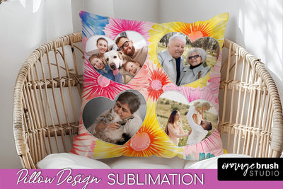 Photo Frame Pillow Sublimation - Tie Dye Pillow Cover PNG Sublimation OrangeBrushStudio 