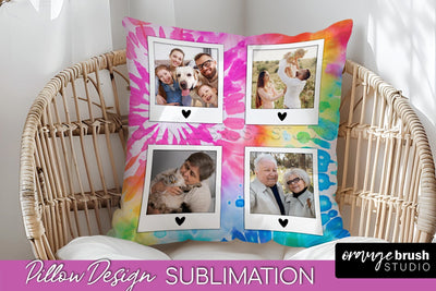 Photo Frame Pillow Sublimation - Tie Dye Pillow Cover PNG Sublimation OrangeBrushStudio 