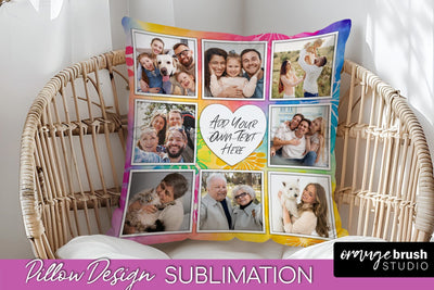 Photo Frame Pillow Sublimation - Tie Dye Pillow Cover PNG Sublimation OrangeBrushStudio 