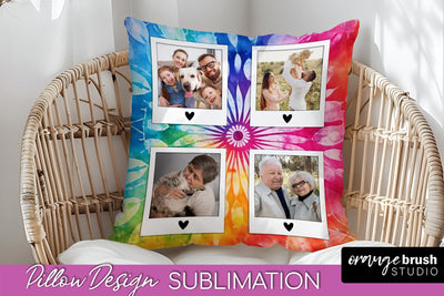 Photo Frame Pillow Sublimation - Tie Dye Pillow Cover PNG Sublimation OrangeBrushStudio 