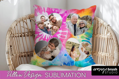 Photo Frame Pillow Sublimation - Tie Dye Pillow Cover PNG Sublimation OrangeBrushStudio 