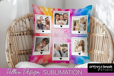 Photo Frame Pillow Sublimation - Tie Dye Pillow Cover PNG Sublimation OrangeBrushStudio 