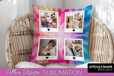 Photo Frame Pillow Sublimation - Tie Dye Pillow Cover PNG Sublimation OrangeBrushStudio 