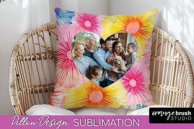Photo Frame Pillow Sublimation - Tie Dye Pillow Cover PNG Sublimation OrangeBrushStudio 