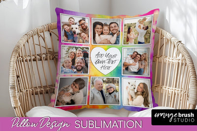 Photo Frame Pillow Sublimation - Tie Dye Pillow Cover PNG Sublimation OrangeBrushStudio 