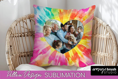 Photo Frame Pillow Sublimation - Tie Dye Pillow Cover PNG Sublimation OrangeBrushStudio 