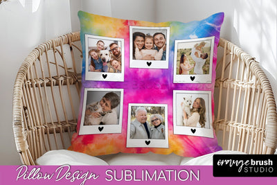 Photo Frame Pillow Sublimation - Tie Dye Pillow Cover PNG Sublimation OrangeBrushStudio 