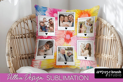 Photo Frame Pillow Sublimation - Tie Dye Pillow Cover PNG Sublimation OrangeBrushStudio 