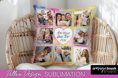 Photo Frame Pillow Sublimation - Tie Dye Pillow Cover PNG Sublimation OrangeBrushStudio 