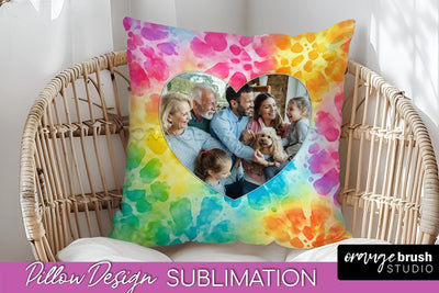 Photo Frame Pillow Sublimation - Tie Dye Pillow Cover PNG Sublimation OrangeBrushStudio 