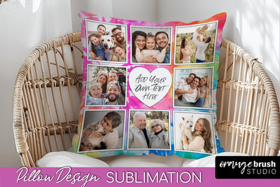 Photo Frame Pillow Sublimation - Tie Dye Pillow Cover PNG Sublimation OrangeBrushStudio 